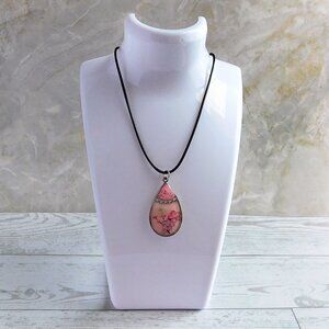 One of a kind handmade pendant with braided cord 18" necklace (with extender)